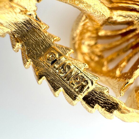 Vintage Signed Lisner Brooch Pin Gold Tone & Faux Pearl Flower  2.5” Jewelry - Picture 4 of 8